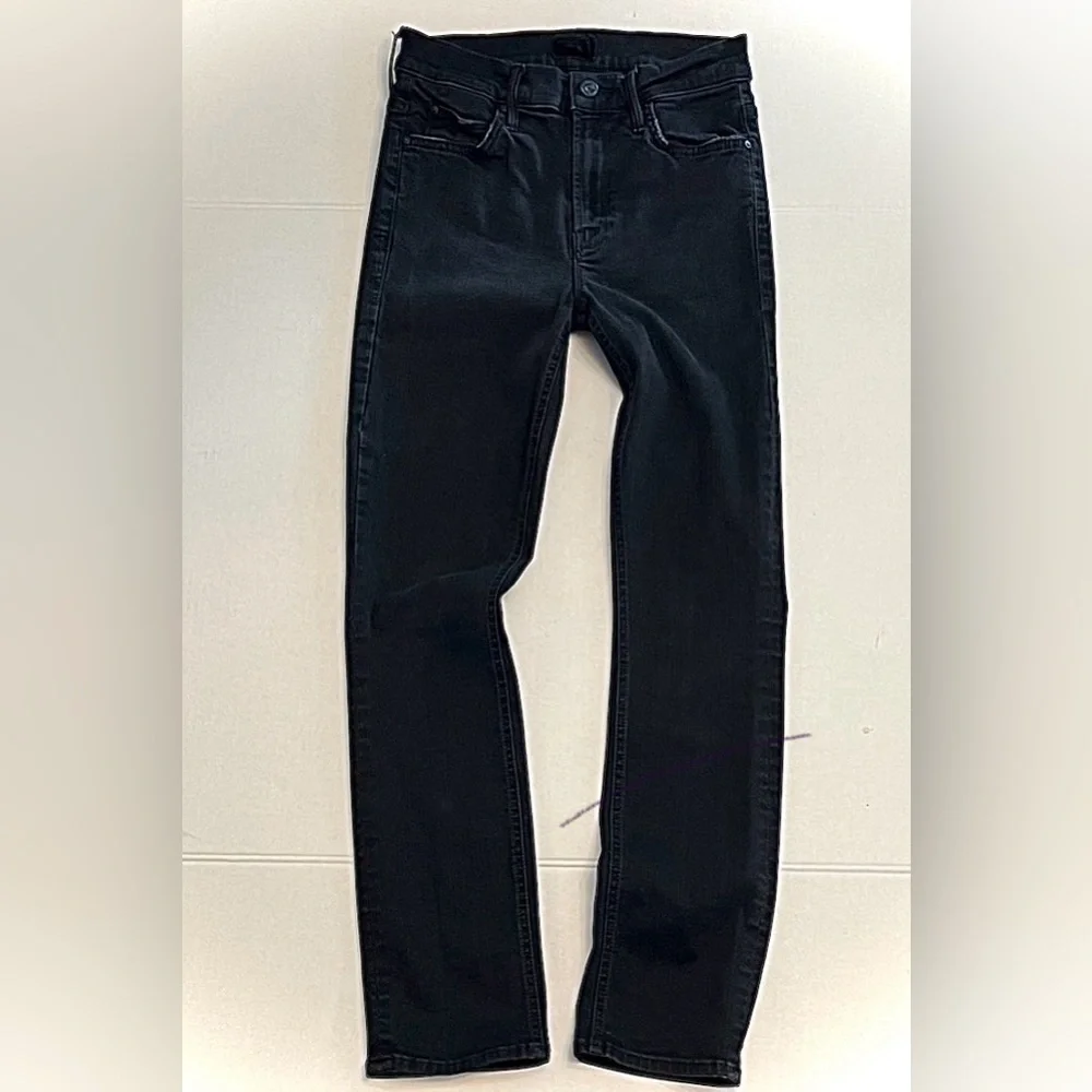 MOTHER THE MID RISE DAZZLER ANKLE BLACK JEANS IN NOT GUILY WASH SIZE 25